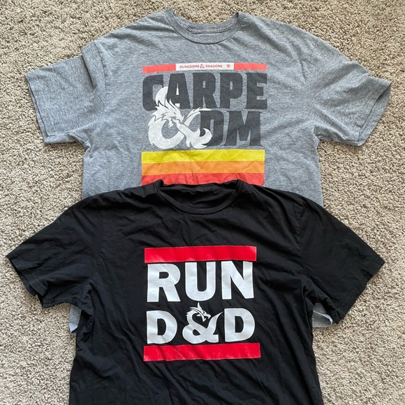 D&D | Bundle of TWO tees | Carpe DM / RUN D&D dungeons dragons shirts XL - Picture 1 of 14